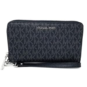 Michael Kors Jet Set Travel Cartera mediana con cremallera alrededor para teléfono para mujer, color negro