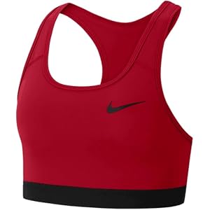 Nike Sujetador deportivo sin relleno de sujeción media para mujer, Gym Red/Black/Black, XS