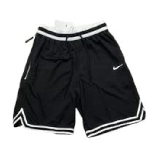 Nike Dri-Fit DNA - Pantalones cortos de baloncesto para hombre, ajuste holgado, color negro/blanco, L