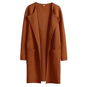 ANRABESS Cárdigan para mujer, suéter de punto con frente abierto, abrigo largo, elegante, informal, Jac