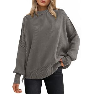 ANRABESS Mujeres Suéteres de gran tamaño Batwing Manga larga 2025 Otoño Trajes Cuello redondo