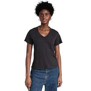 Perfectwhitetee Hendrix - Camiseta de algodón con cuello en V para mujer, color negro vintage, M