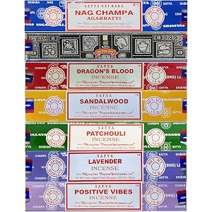 Set de regalo de incienso Satya Nag Champa, Super hit, Sangre de dragón, Sándalo, Patcho