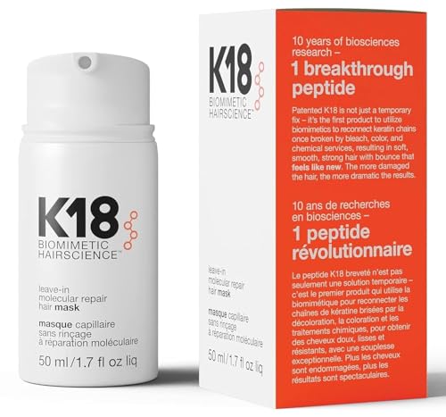 Mascarilla capilar reparadora molecular sin enjuague K18 - Mascarilla de tratamiento capilar con péptidos para decolorante