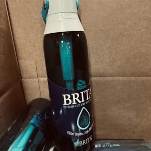 Brita Hard-Sided Plastic Premium Filtering Water Bottle, BPA-Free, Reusable, Rep