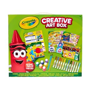 Crayola Art Set para niños (125 piezas), kit de suministros de arte con libros para colorear gigantes, W