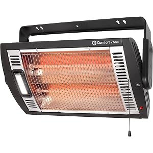 Calentador radiante de cuarzo doble montado en el techo Comfort Zone de 1500 W - Taller de infrarrojos