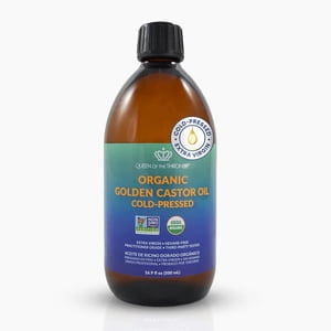 REINA DE LOS TRONOS Aceite de Ricino Dorado Orgánico | 100% puro para cabello, piel y uñas.