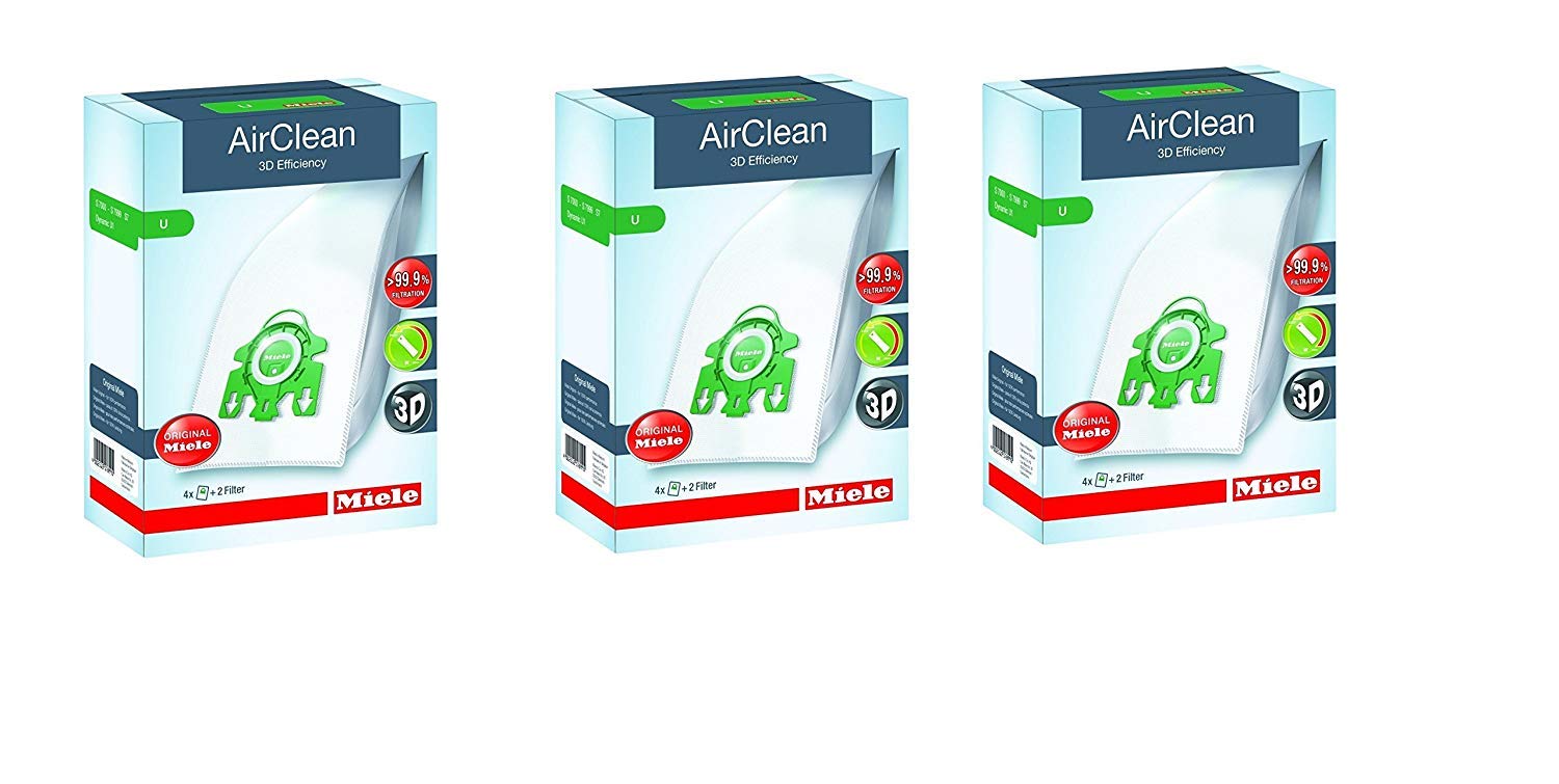 Bolsa para polvo Miele AirClean 3D Efficiency, tipo U, 12 bolsas y 6 filtros
