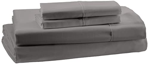 Amazon Aware Juego de sábanas 100% algodón orgánico de 300 hilos, color gris oscuro, completo