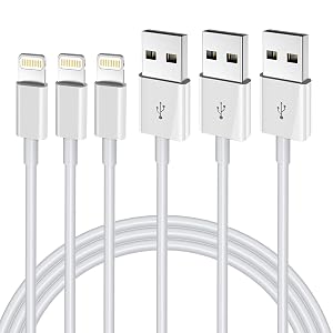 Cargador para iPhone de 3 pies, [certificado Apple MFi] Cable Lightning, paquete de 3 USB Fas original