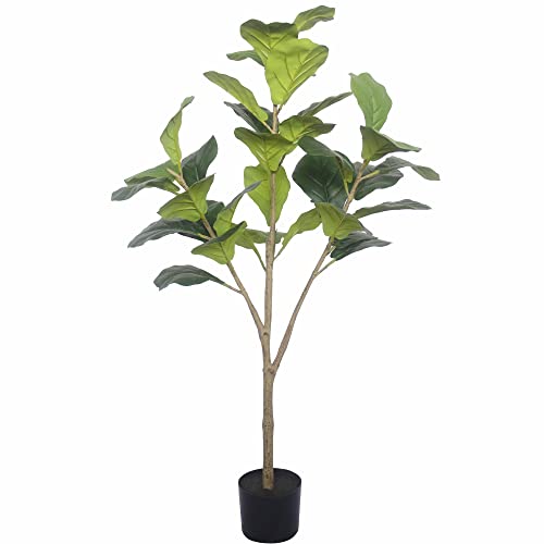 SOFTFLAME Higuera artificial de hoja de violín de 4 pies, higuera sintética con 34 hojas, falsa