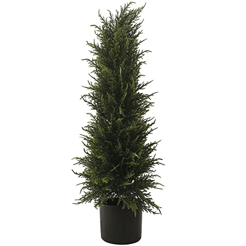 SOFTFLAME Árbol Topiario de Cedro de 2,75 pies para Puerta de Porche Delantera, Arbustos Falsos Pino Ceda