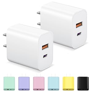 Bloque de cargador USB C, adaptador multipuerto de carga rápida, bloque de cargador para iPhone 17, 20W