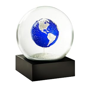 CoolSnowGlobes Globo de nieve fresco con planeta Tierra, mármol azul grande