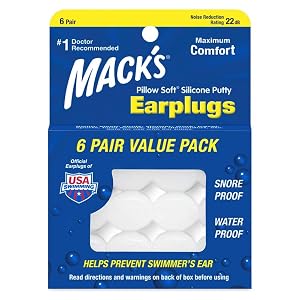 Tapones para los oídos de silicona suave Mack's Pillow - 6 pares, paquete económico - El molde original