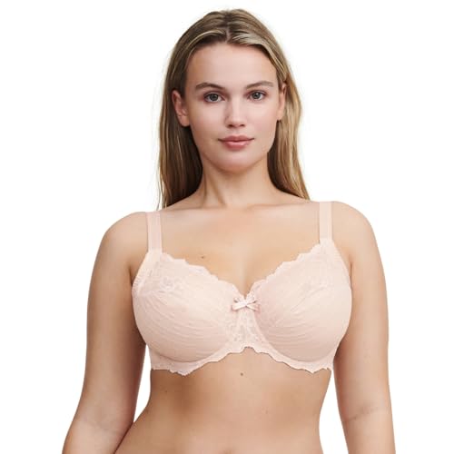 Chantelle Sujetador sin forro de cobertura total de encaje Rive Gauche para mujer, color nude pétalo de rosa
