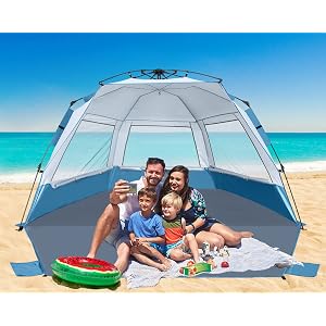 ABCCAMPING Tienda de playa Refugio instantáneo emergente para sombrilla para 4-6 personas con protección UV