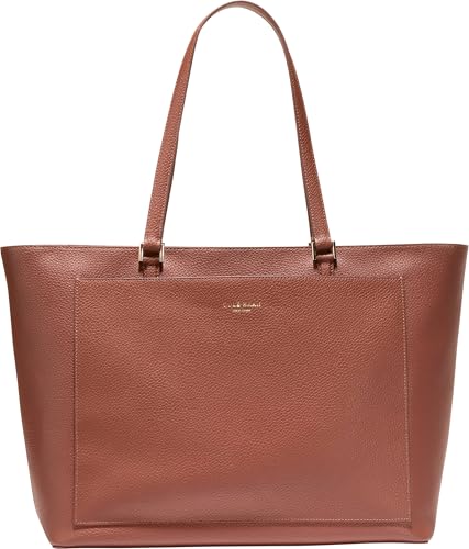 Cole Haan Bolso tote de cuero Elyse para mujer, Cuoio oscuro