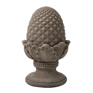 glitzhome GH20390 Estatua de jardín de alcachofa, 16,5 pulgadas, gris hormigón