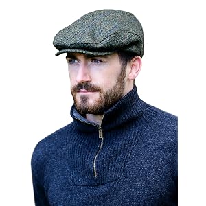 Gorra Plana Irlandesa para Hombre Made in Ireland Kerry Hat 100% Lana Tweed (Grande)