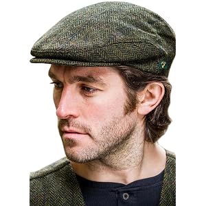 Mucros Weavers Irish Trinity Flat Cap para hombre, sombrero de vendedor de periódicos (pequeño, Col 27 verde