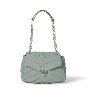 Amazon Essentials Bolso acolchado suave con solapa y correa de cadena ajustable para mujer, Gr