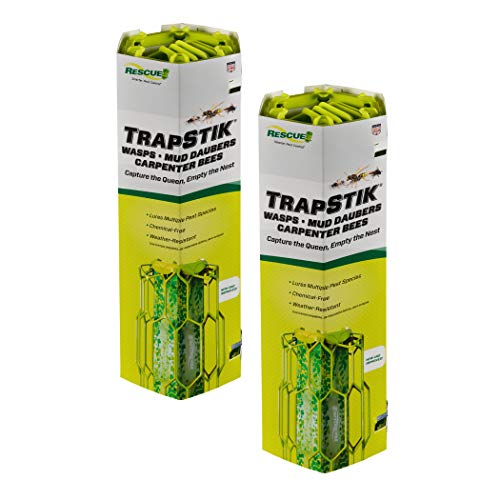 ¡RESCATE! VisiLure(R) TrapStik para avispas, embadurnadores de barro y abejas carpinteras, paquete de 2