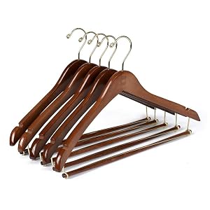 10 perchas de calidad, perchas de madera curvadas, hermosas y resistentes, perchas para trajes con
