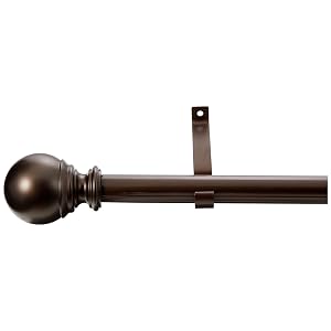 Decopolitan Ball Juego de varillas telescópicas individuales para cortinas, cortas, bronce, 18 a 36 pulgadas