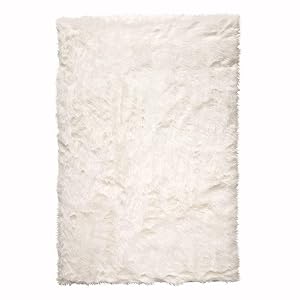 Alfombra de piel de oveja sintética, 3'X5', color blanco