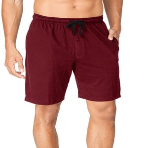 Hanes Big Mens Jersey Lounge pantalones cortos con cordón y logotipo en la cintura, rojo/negro, P