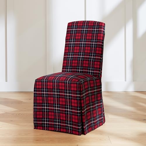 SureFit Cove Fundas largas para sillas de comedor de lona de algodón, funda para silla de comedor con color