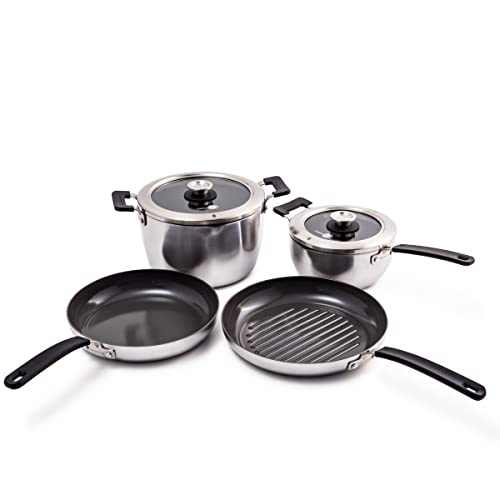 GreenPan Levels, apilable, anodizado duro, cerámica saludable, antiadherente, 6 piezas de macetas a