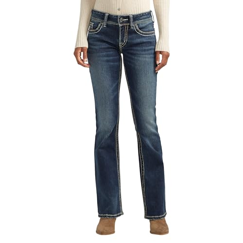 Silver Jeans Co. Vaqueros Suki de tiro medio con corte tipo bota para mujer, índigo, 27 W x 30