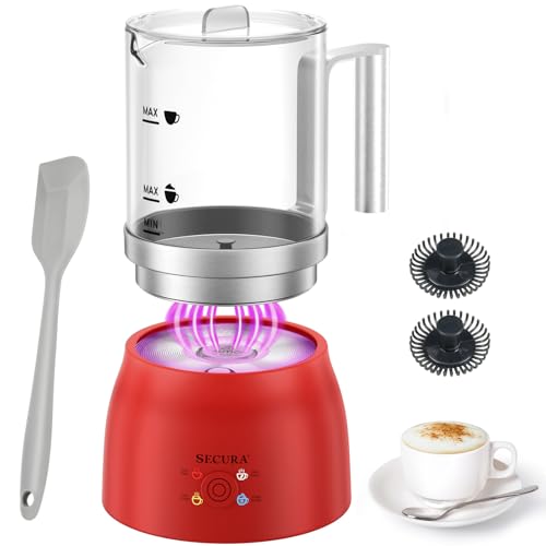 Espumador y vaporizador de leche desmontable Secura, calentador de leche eléctrico de 17 oz 4 en 1 caliente