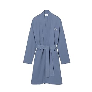Albornoz de punto Lacoste para hombre (exclusivo de Amazon), negro, pequeño/mediano