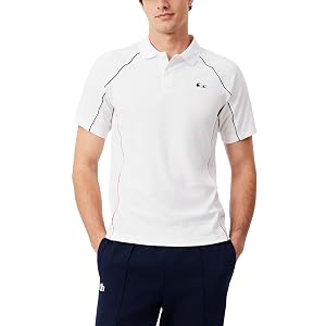 Lacoste Polo del equipo de tenis francés para hombre, azul marino, mediano