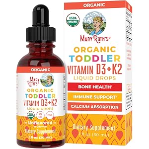 MARYRUTH'S Organics Vitamina D3 | Vitamina K2 | Gotas de vitamina D3 K2 | K2 D3 Vitami