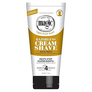 Magic Razorless Crema Afeitado Cabeza Calva Tubo de 6 onzas (6.0 fl oz) (paquete de 6)