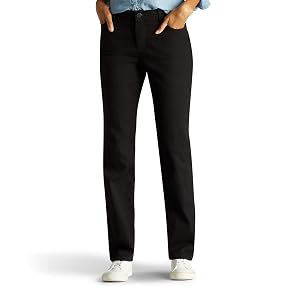 Lee Instantly Slims Classic Relaxed Fit Monroe - Jean de pierna recta para mujer, color negro