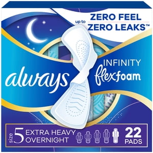Almohadillas Always Infinity FlexFoam para mujer, talla 5, absorbentes extra pesadas durante la noche