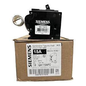 EMSER Siemens QA115AFC Combinación enchufable AFCI unipolar de 15 amperios y 120 voltios Brea