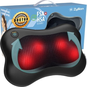 Zyllion ZMA-13 ​​Masajeador de espalda y cuello con calor para aliviar el dolor, negro
