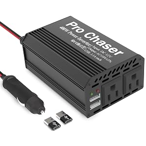 Inversor de corriente para coche Pro Chaser de 400 W, 12 V CC a 110 V CA, inversor para coche, camión, RV, 6,2 A