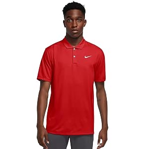 Nike Polo de golf Dri-FIT para hombre, rojo universitario/blanco, XL