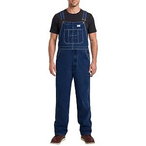 HISEA Mono de mezclilla para hombre, mono de ajuste relajado, ropa de trabajo con ajuste