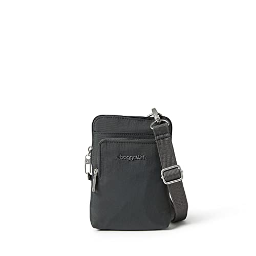 Baggallini Securtex(R) - Bolso bandolera antirrobo para mujer, color carbón