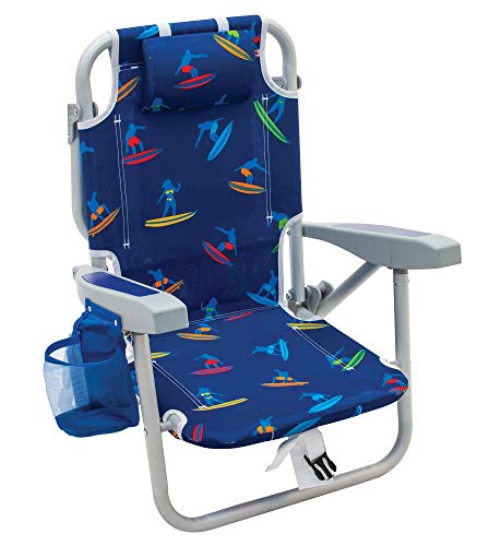 Rio Beach Kid's 5-Position Lay Flat Backpack Folding Beach Chair, Surf Power Sur