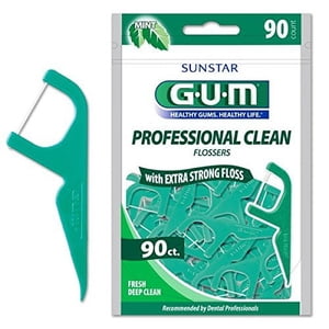 GUM Professional Clean - Púas de hilo dental, hilo dental de menta fresca, 90 unidades